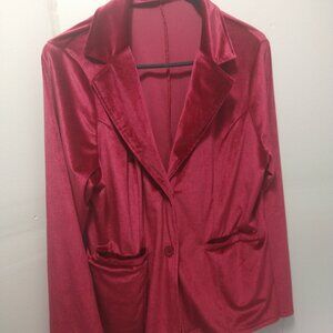 Size XL cranberry red velvet blazer.